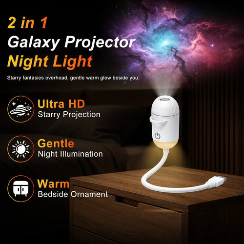 2-in-1 USB Ambient Light For Large Range Projection Atmosphere Multiple Scenes Adjustable Focus Distance Night Lighting Function