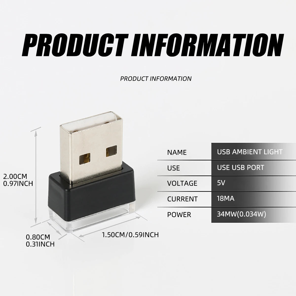 1x Mini USB LED Atmosphere Lights Night Light Multicolored Plug and Play Suitable For PC Computer Car Interior Accessories